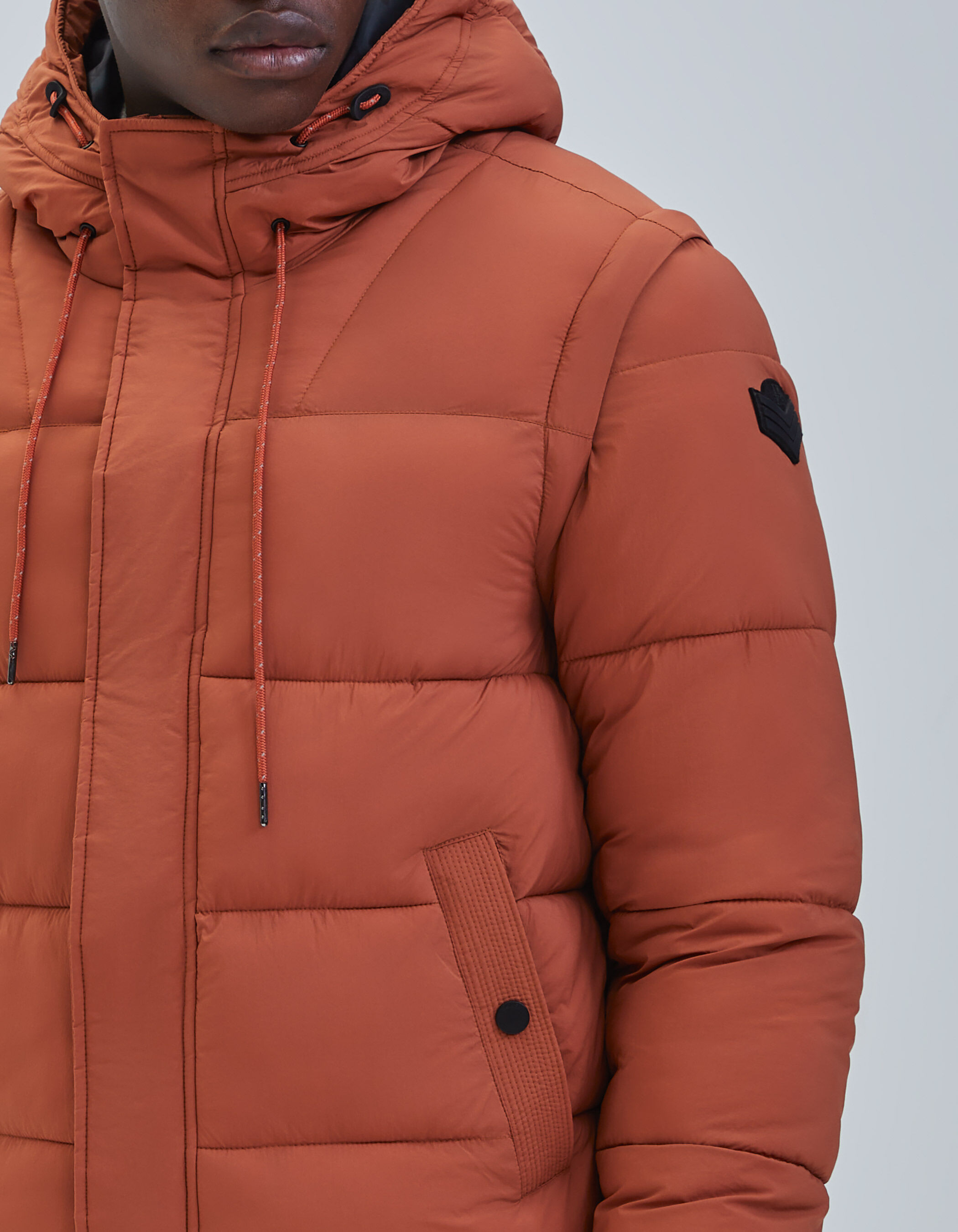 Men s brick padded jacket with detachable sleeves