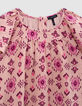 Robe rose imprimé maxi ethnique fille-3