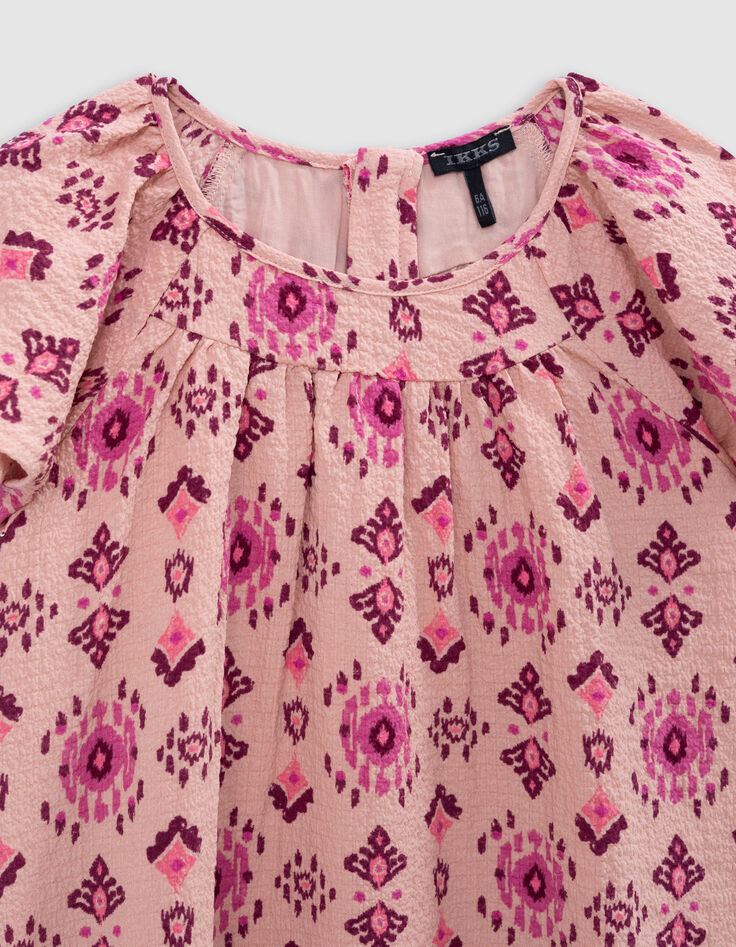 Robe rose imprimé maxi ethnique fille-3