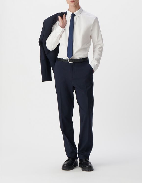 Pantalón de traje RECTO azul marino punto Milano hombre