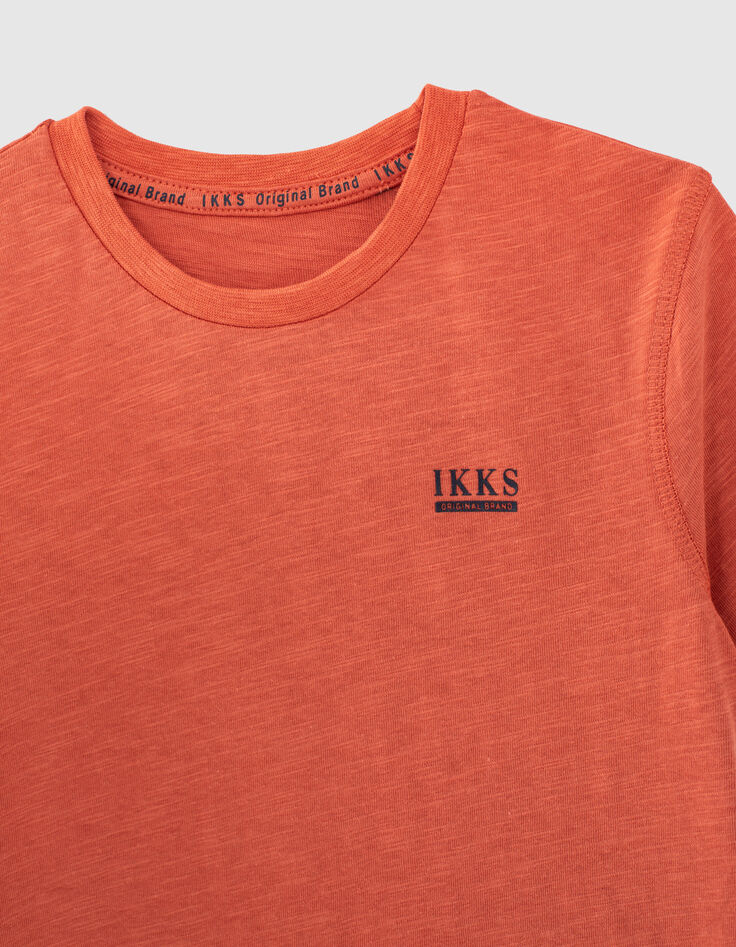Boys’ coral organic cotton Essential T-shirt-2