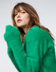 Pull fantaisie fil poilu vert électrique femme-2