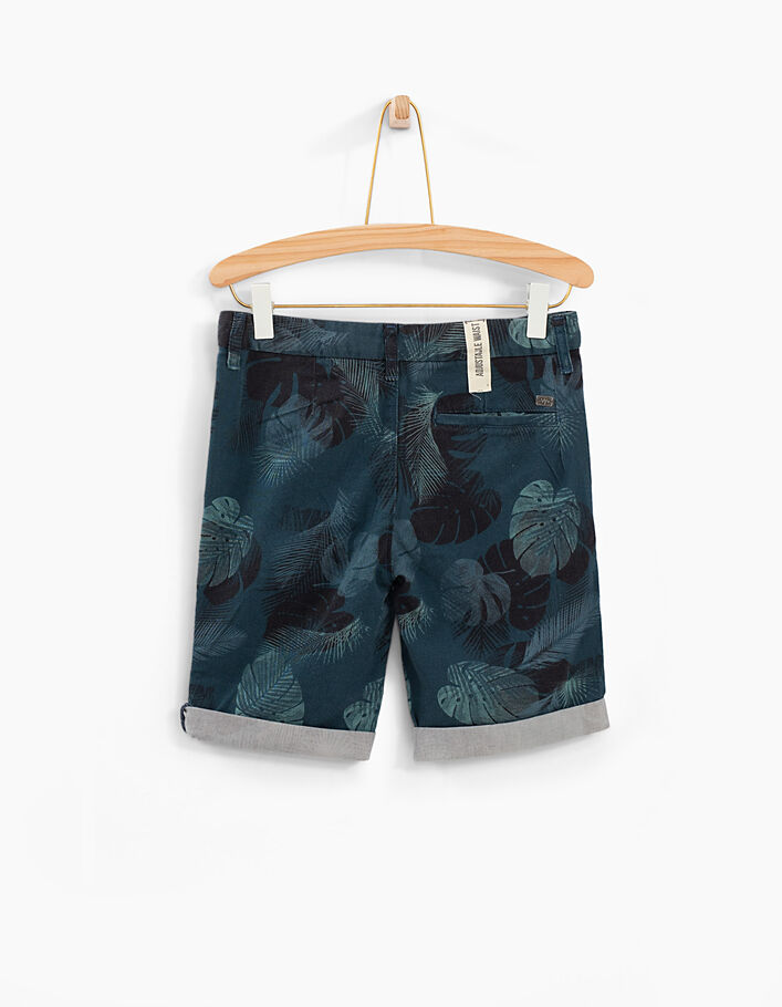 Marineblaue Jungenbermudas mit Blätterprint  - IKKS