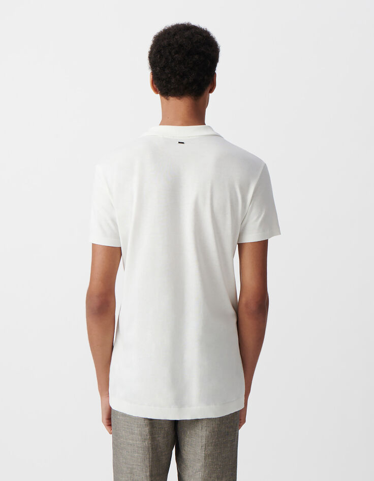 Men&rsquo;s off-white cotton modal polo shirt-4