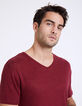 Tee-shirt vermillon en lin Homme -1