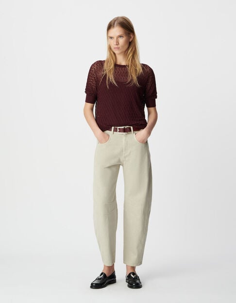 Pull bordeaux tricot fin ajouré lurex Femme Pull bordeaux tricot fin ajouré lurex Femme - IKKS