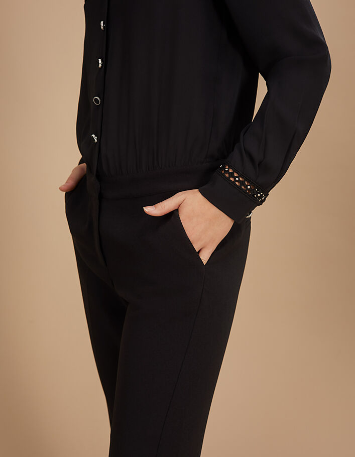 I.Code black jumpsuit with lace - I.CODE