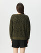 Khaki Damen-Winterpulli Jacquard-Strick Leomuster-4