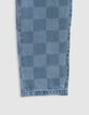 MOM blue jeans Waterless checkerboard pattern for girl-6