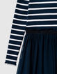Tweelaags ecru gestreept marineblauw jurkje voor meisjes-4