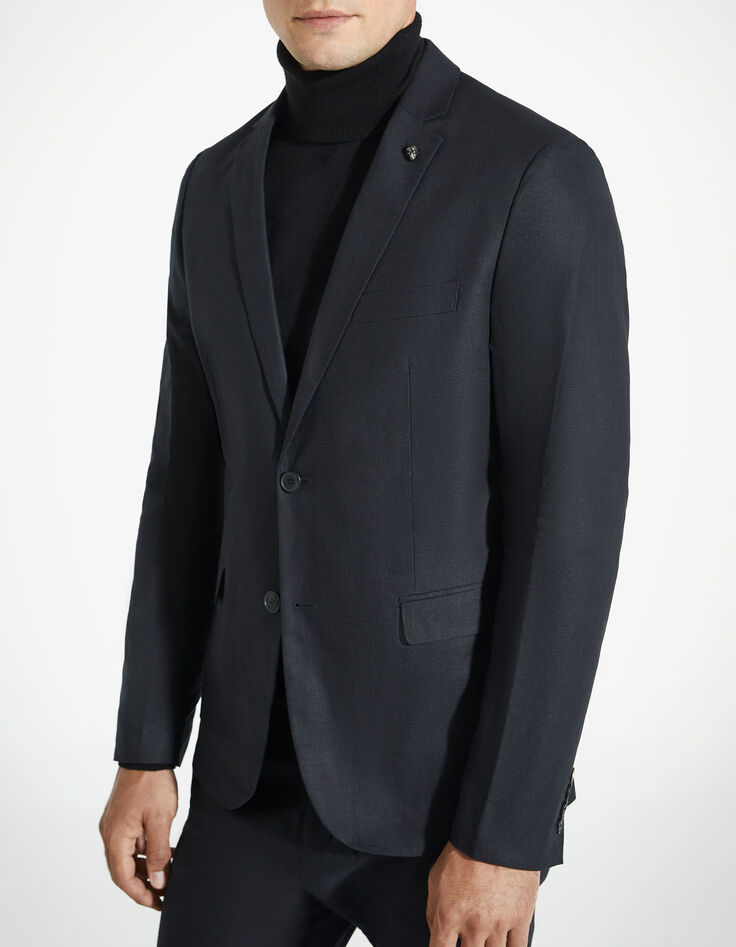 Chaqueta negra jacquard algodón lino Hombre-1