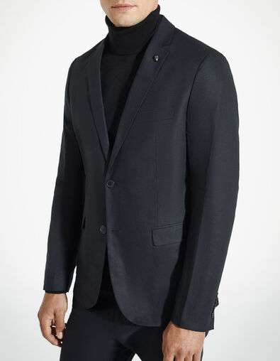 Men’s black jacquard cotton linen jacket - IKKS