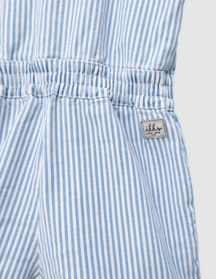 Combishort en jean blanc rayures bleues fille-7