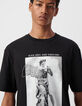 Men's black T-shirt with statue image and embroidery-4