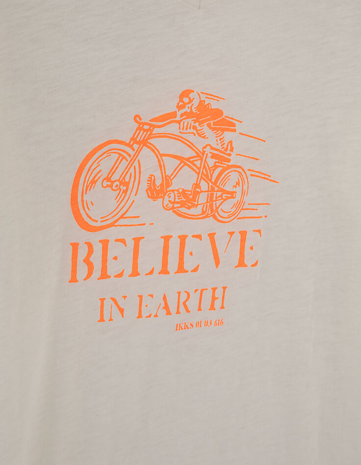 Camiseta cruda con biker-esqueleto naranja flúor Hombre-3