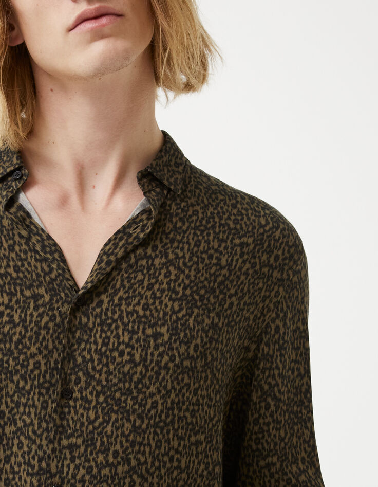 Hellkhaki REGULAR-Herrenhemd mit Blumen-Camouflageprint-3