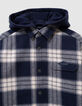 Sobrecamisa azul marino cuadros capucha extraíble niño-8