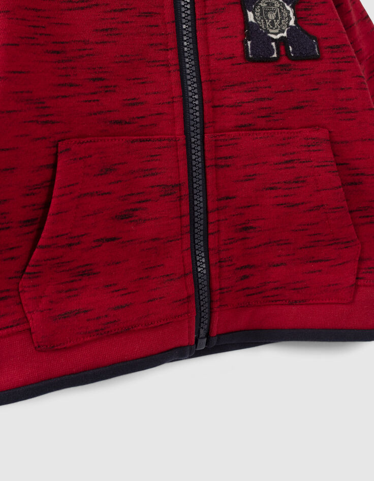 Cárdigan rojo jaspeado felpa capucha bebé niño-6