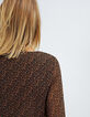 I.Code black, cognac small heart print top-5