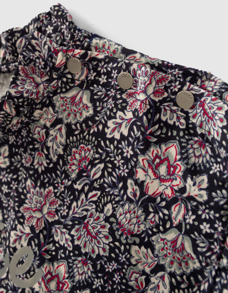Top azul marino estampado Ecovero™ flores volantes niña-6