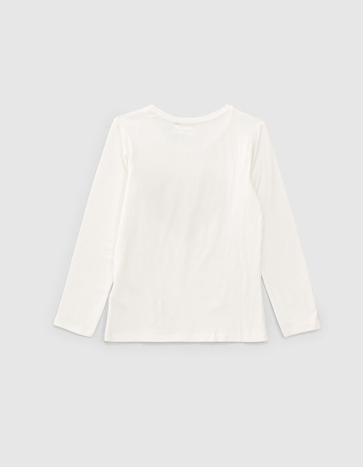 Cremewei&szlig;es M&auml;dchenshirt mit Wendepailletten-4