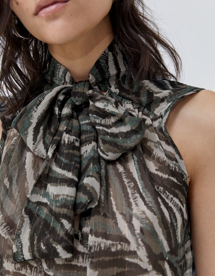 Top jungle-camouflageprint lurex Dames -4