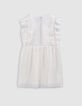 Robe plissée écrue irisée volants manches fille-4