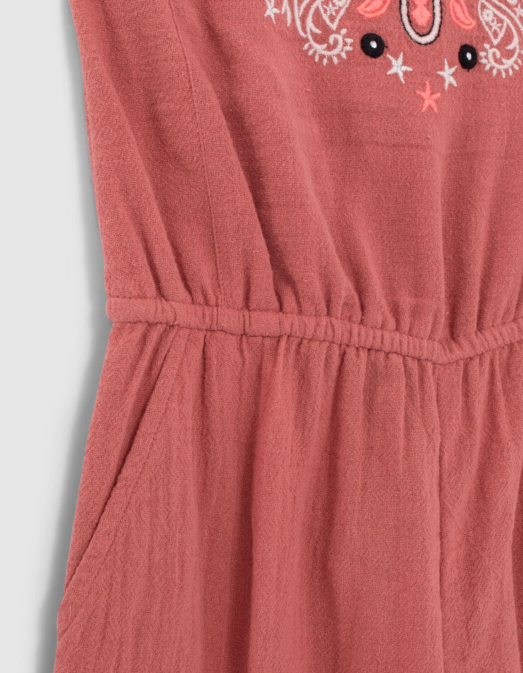 Terracotta jumpsuit geborduurd meisjes-5