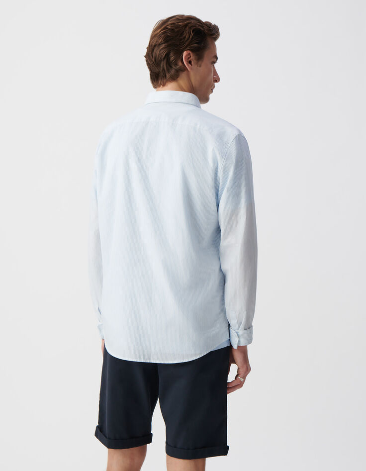Chemise SLIM ciel motif rayures aquarellées Homme-4