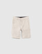 Beige gestreifte Jungenbermudas-1