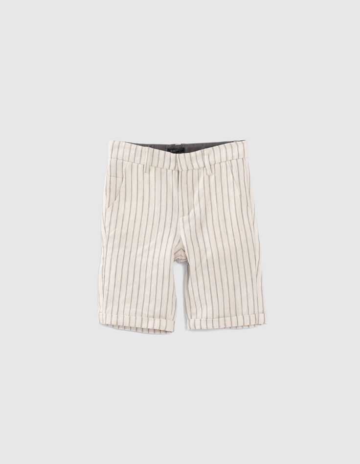 Beige gestreifte Jungenbermudas-1