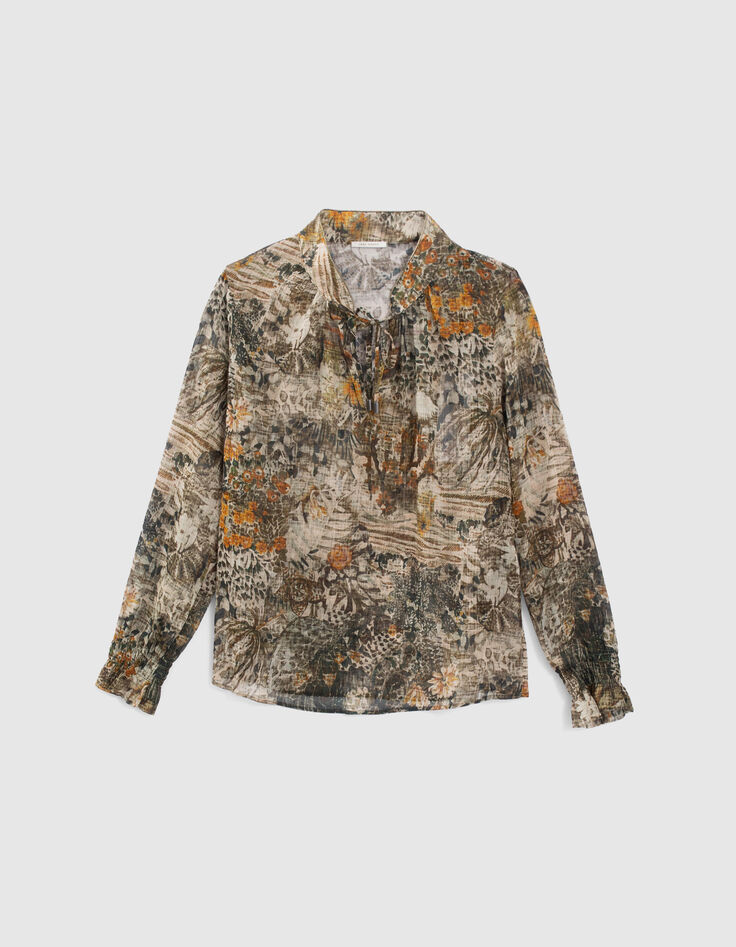 Blouse kaki imprimé paysage Femme-6