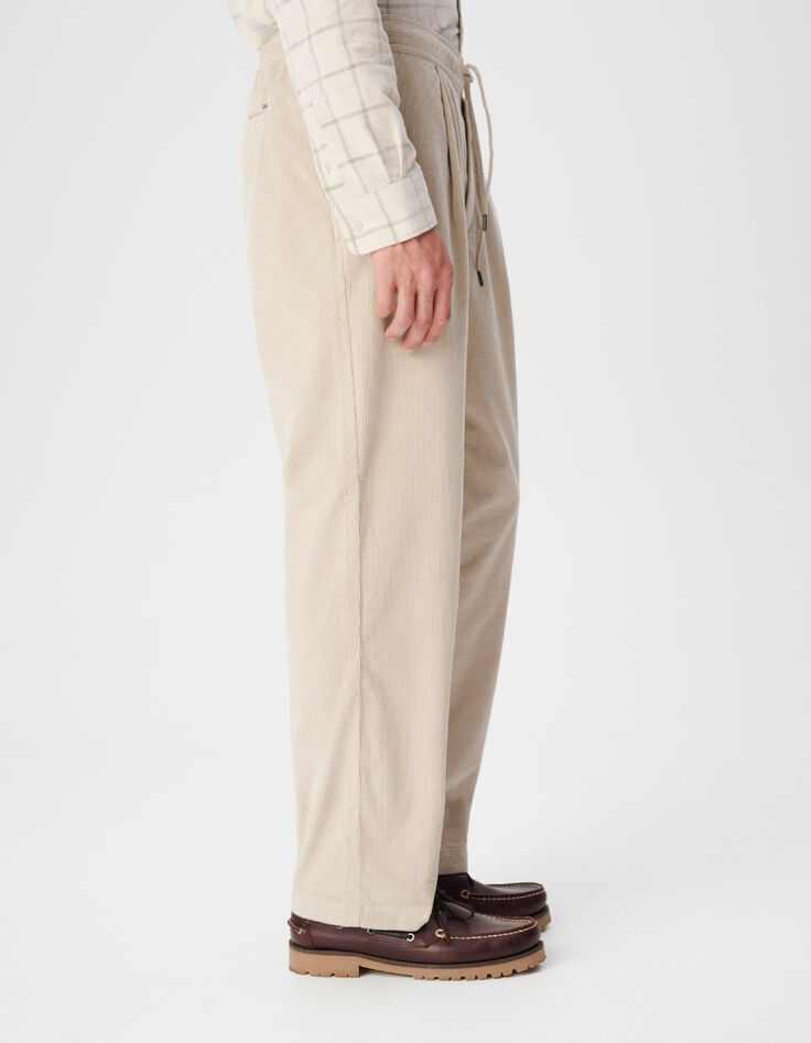 Beige joggingbroek van corduroy voor heren-5