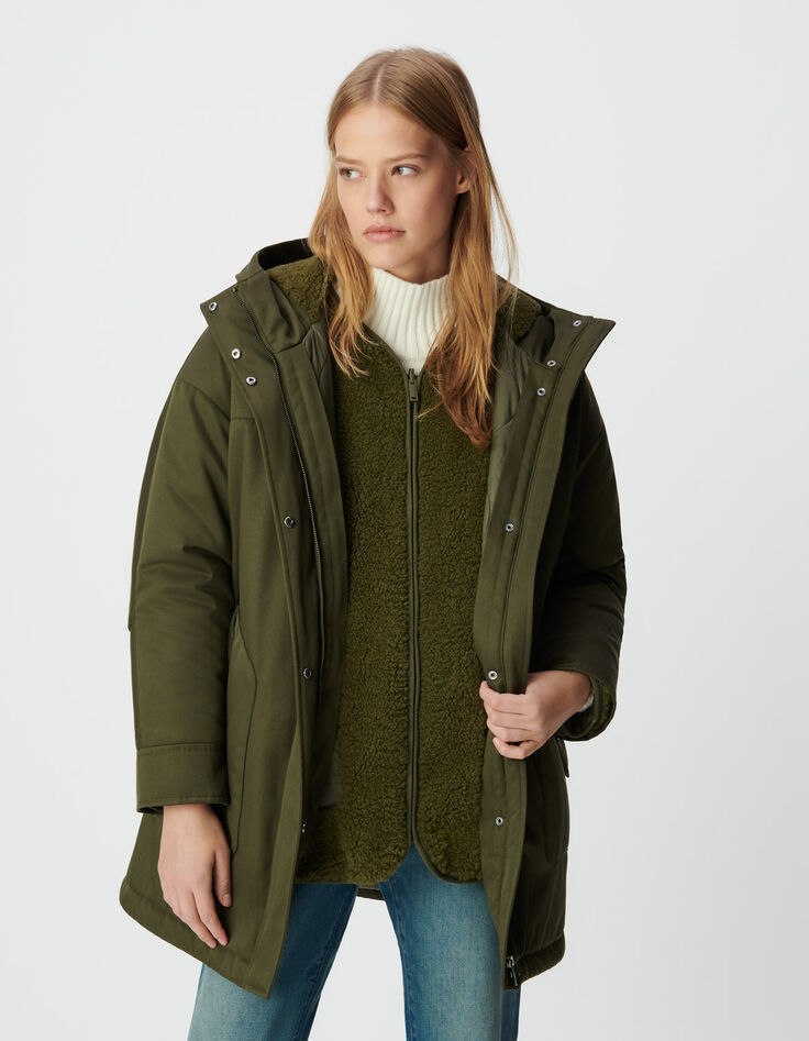 Khakifarbener 3-in-1 Parka und Wendeanorak Damen-4