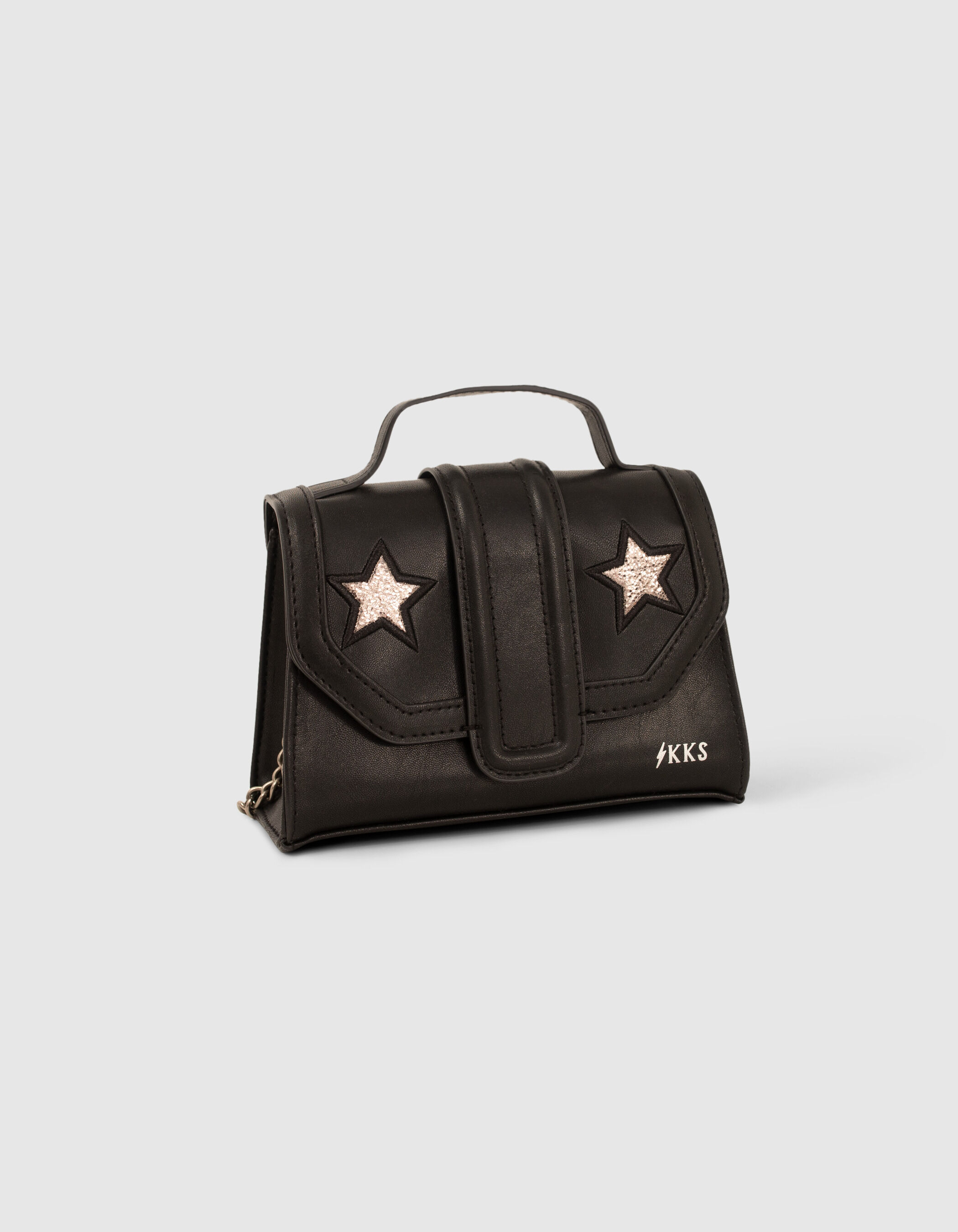 Zwarte mini tas met zilverkleurige sterren meisjes