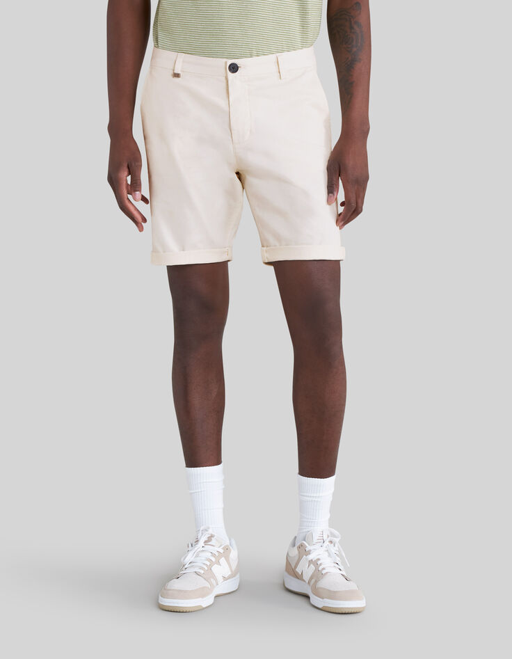 Stuccofarbene TAPERED-Herrenchinobermudas-2