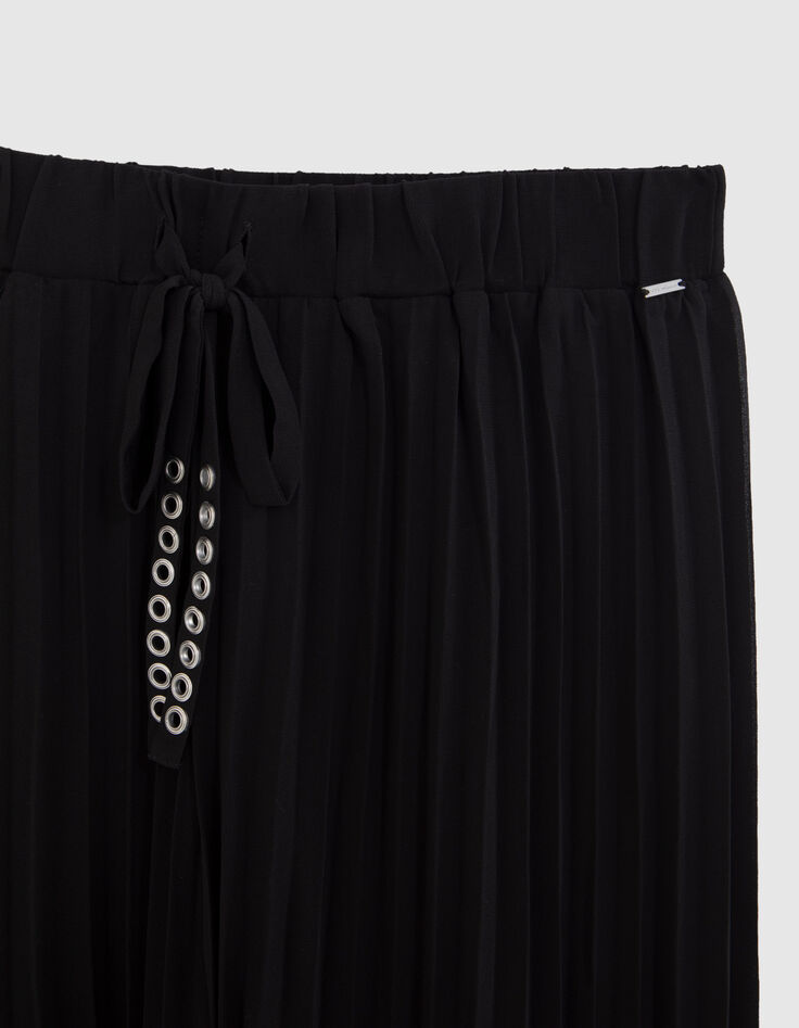 Weite schwarze Damen-Plisseehose-5