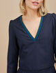 I.Code navy pinstripe dress with ribbed collar-4