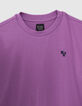 Boys' purple T-shirt with flocked velvet image on back-2