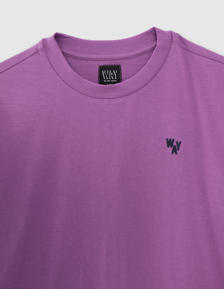 Boys' purple T-shirt with flocked velvet image on back-2