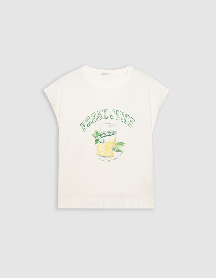 Camiseta manga corta blanco diseño limonada mujer-5 Camiseta manga corta blanco diseño limonada mujer-5
