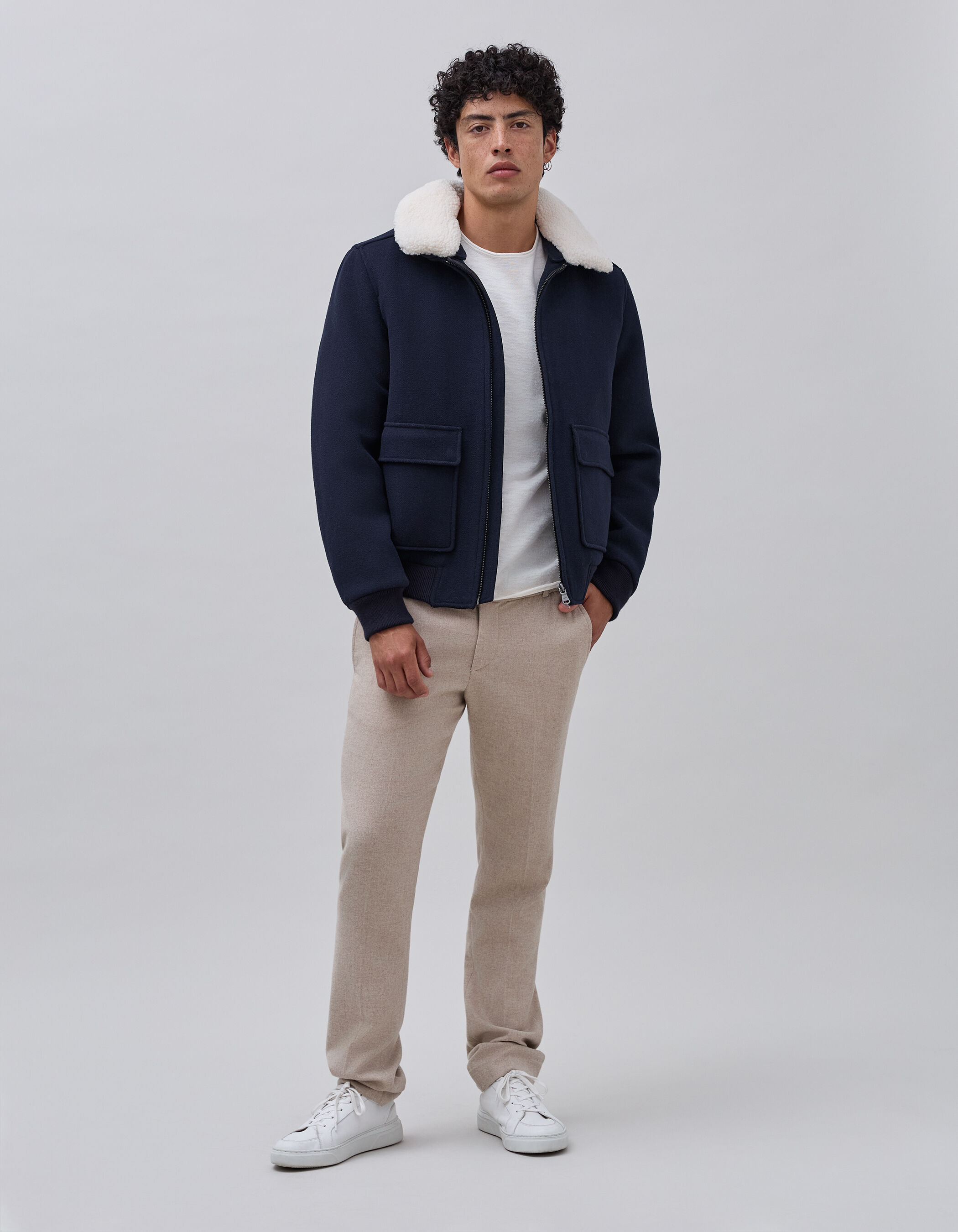 Fleece lined aviator jacket mens clearance