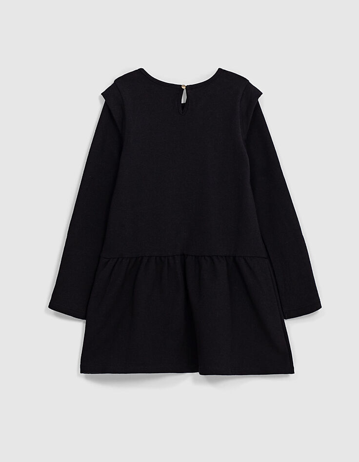 Zwarte sweatstof jurk met borduursel meisjes-2
