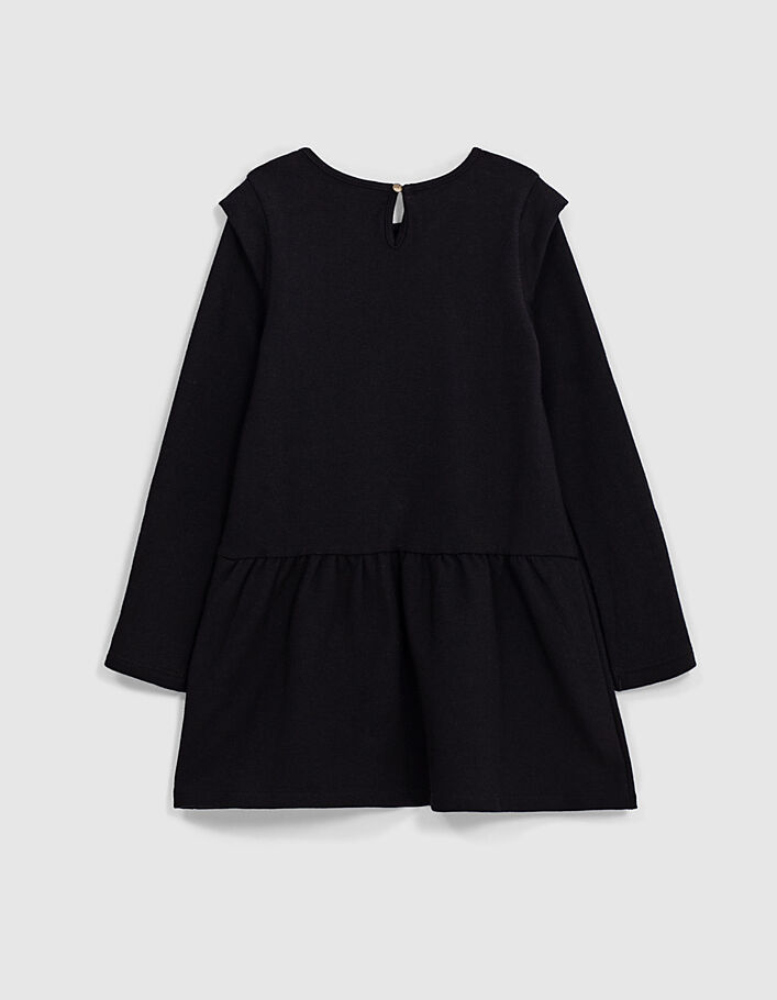 Zwarte sweatstof jurk met borduursel meisjes - IKKS