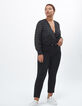 Langer schwarzer Overall mit Bluse in Schwarz und Gold I.Code-5