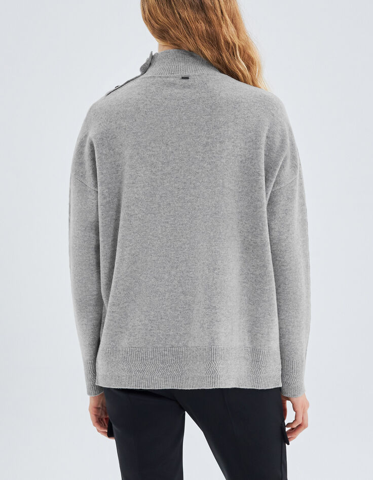 Grijze gebreide trui jacquard skistijl Dames-3