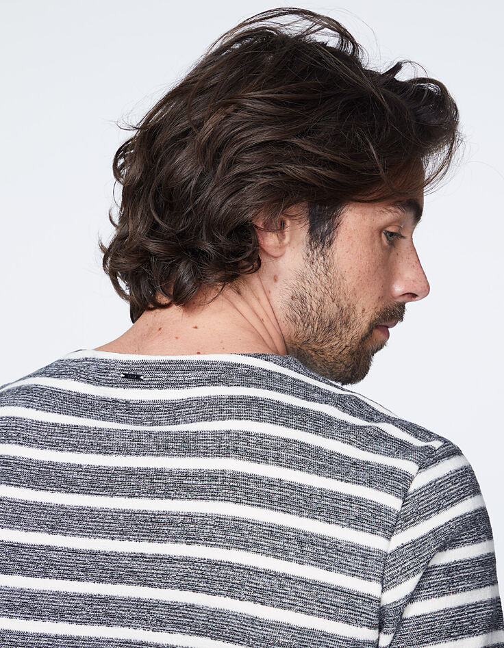 Zwarte sweater met ecru strepen Heren-4 Zwarte sweater met ecru strepen Heren-4