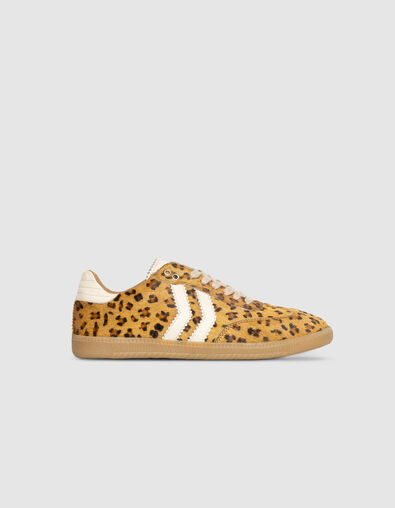 Baskets basses camel cuir effet poulain léopard Femme - IKKS