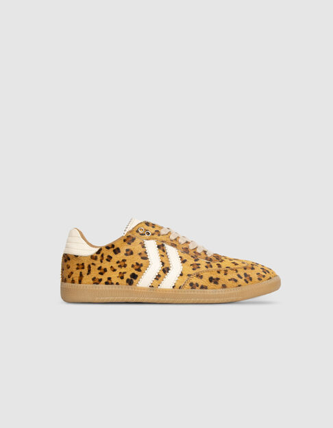 Baskets basses camel cuir effet poulain léopard Femme - IKKS
