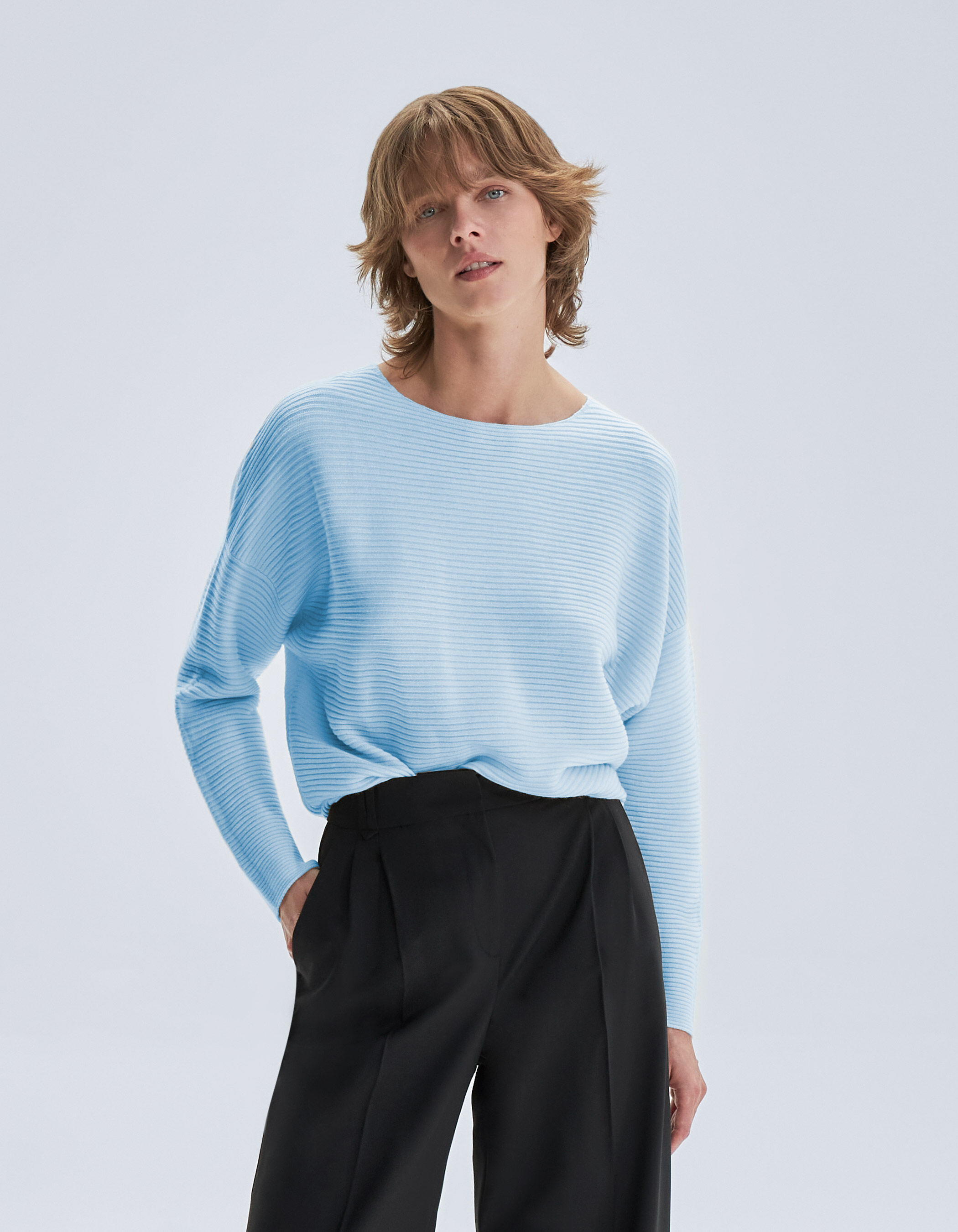 Pull bleu hot sale gris femme